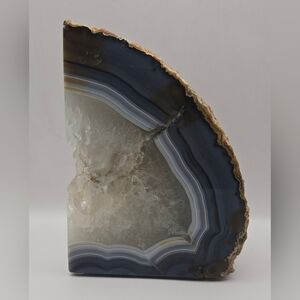 Large 3.5lb Natural Agate and Quartz Crystal Bookend – Polished Geode